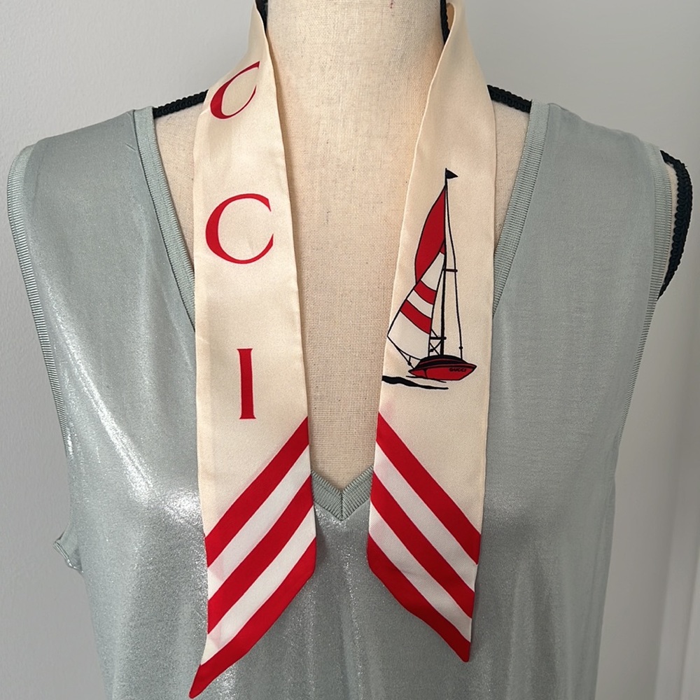 Gucci Nautical Cream and Red Scarf - Picture 4 of 7